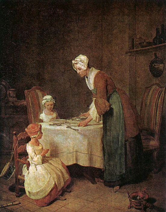 Jean Baptiste Simeon Chardin Grace before a Meal Norge oil painting art